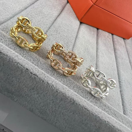 [Super Jewellery]GLOSSY FINISH SQUARE COMBINATION DOUBLE-LAYER PIG NOSE RING
