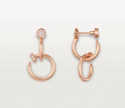 [Super Jewellery]NAIL COLLECTION DIAMOND SET DOUBLE HOOP EARRINGS