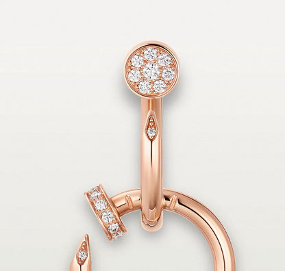 [Super Jewellery]NAIL COLLECTION DIAMOND SET DOUBLE HOOP EARRINGS