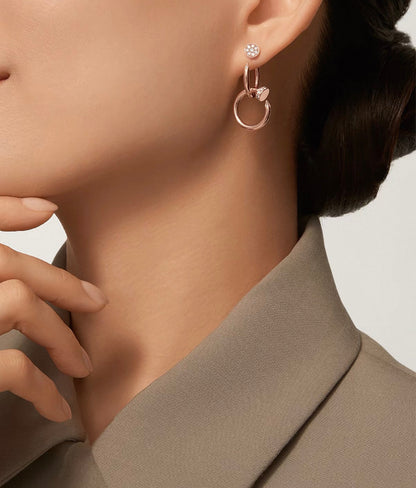 [Super Jewellery]NAIL COLLECTION DIAMOND SET DOUBLE HOOP EARRINGS