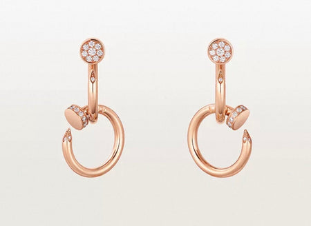 [Super Jewellery]NAIL COLLECTION DIAMOND SET DOUBLE HOOP EARRINGS