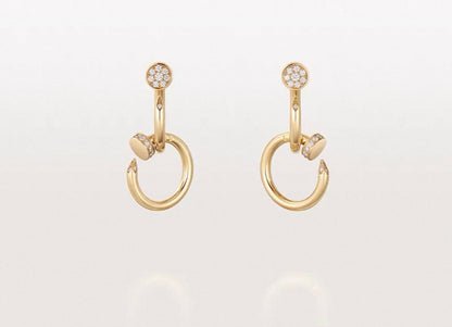 [Super Jewellery]NAIL COLLECTION DIAMOND SET DOUBLE HOOP EARRINGS
