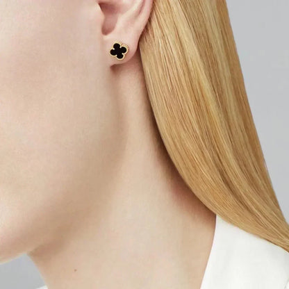 [Super Jewellery]CLOVER MINI 9.5MM BLACK MOP EARRINGS