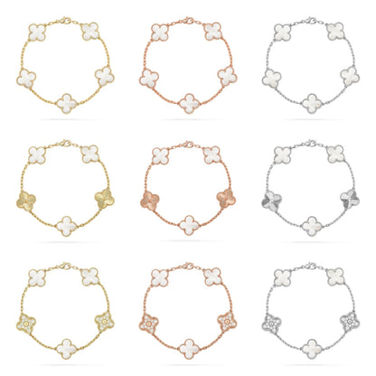 [Super Jewellery]CLOVER WHITE PEARL MOP 5 MOTIF BRACELET COLLECTION