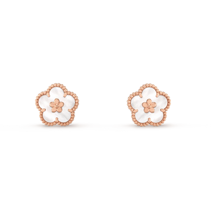 [Super Jewellery]LUCKY PINK GOLD WHITE MOP EARRINGS