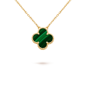 [Super CiCi ]CLOVER 15MM MALACHITE SINGLE FLOWER  NECKLACE