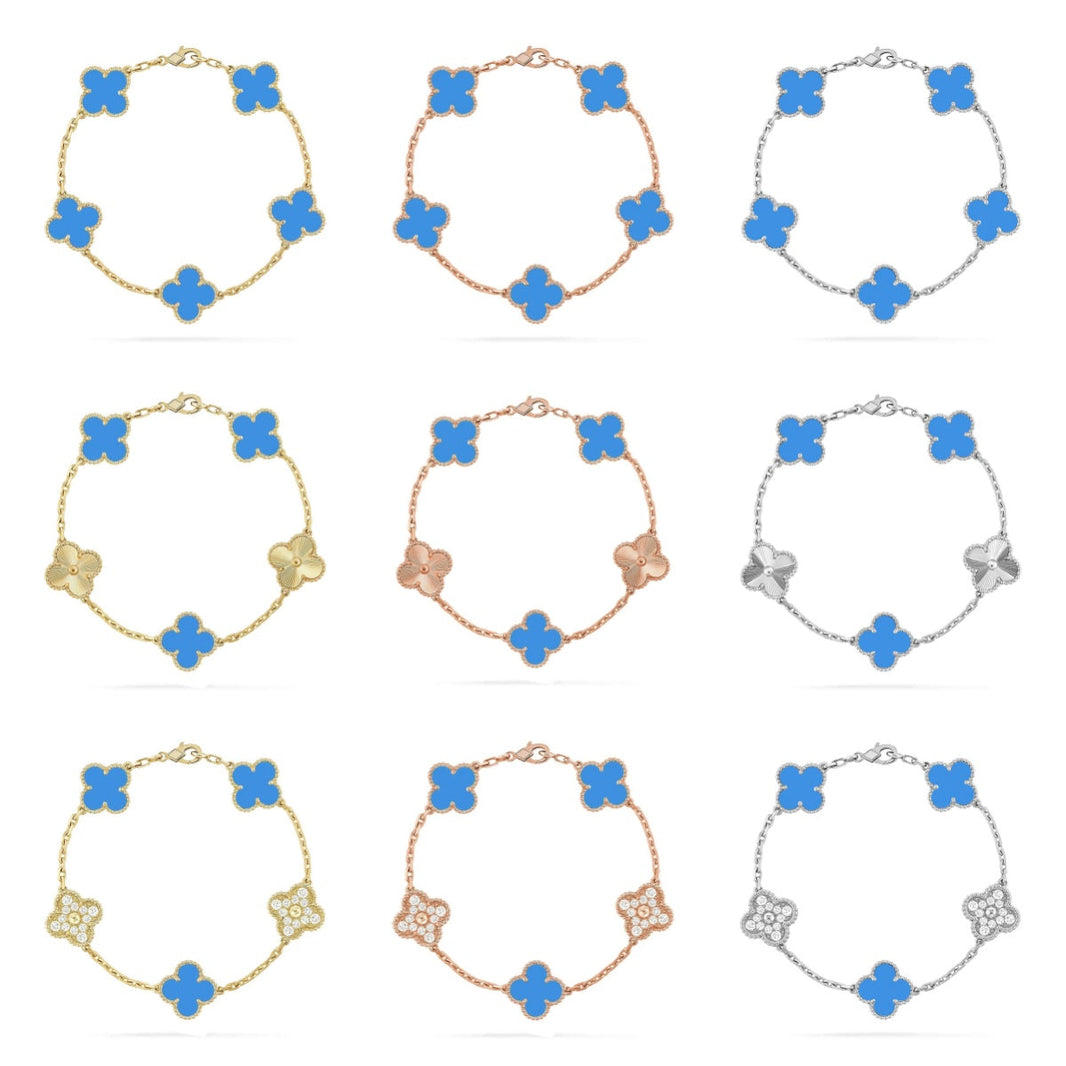 [Super Jewellery] CLOVER 5 MOTIF BLUE AGATE BRACELET COLLECTION