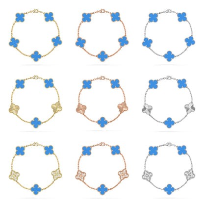 [Super Jewellery] CLOVER 5 MOTIF BLUE AGATE BRACELET COLLECTION