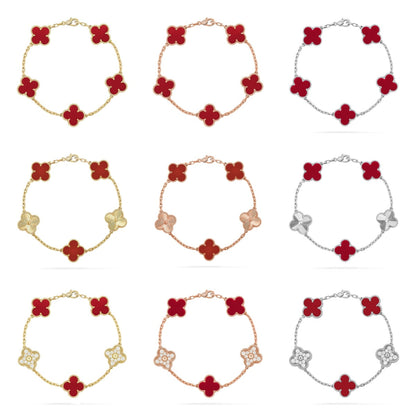 [Super Jewellery] CLOVER 5 MOTIF RED CORNELIAN BRACELET COLLECTION