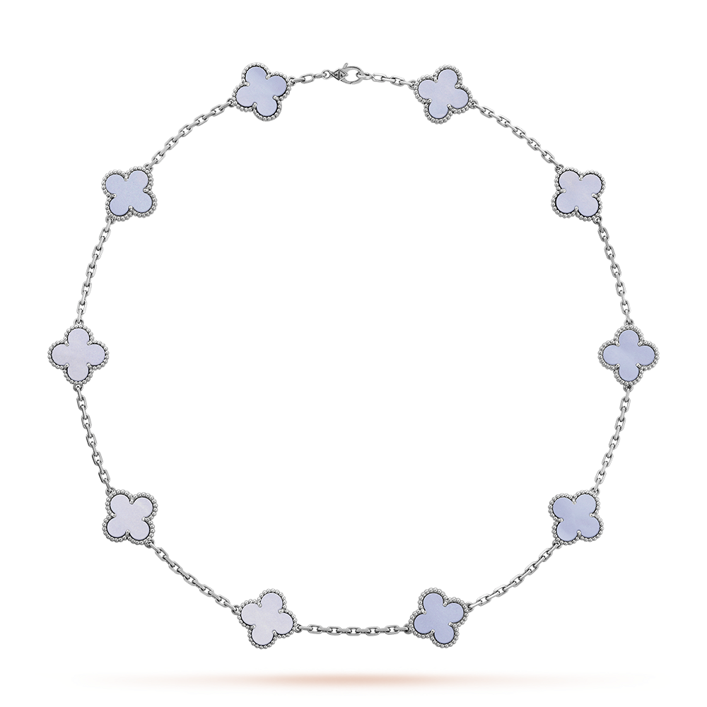 [Super Jewellery]CLOVER 10 MOTIFS BLUE CHALCEDONY NECKLACE