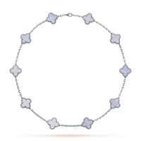 [Super Jewellery]CLOVER 10 MOTIFS BLUE CHALCEDONY NECKLACE