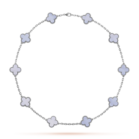 [Super Jewellery]CLOVER 10 MOTIFS BLUE CHALCEDONY NECKLACE