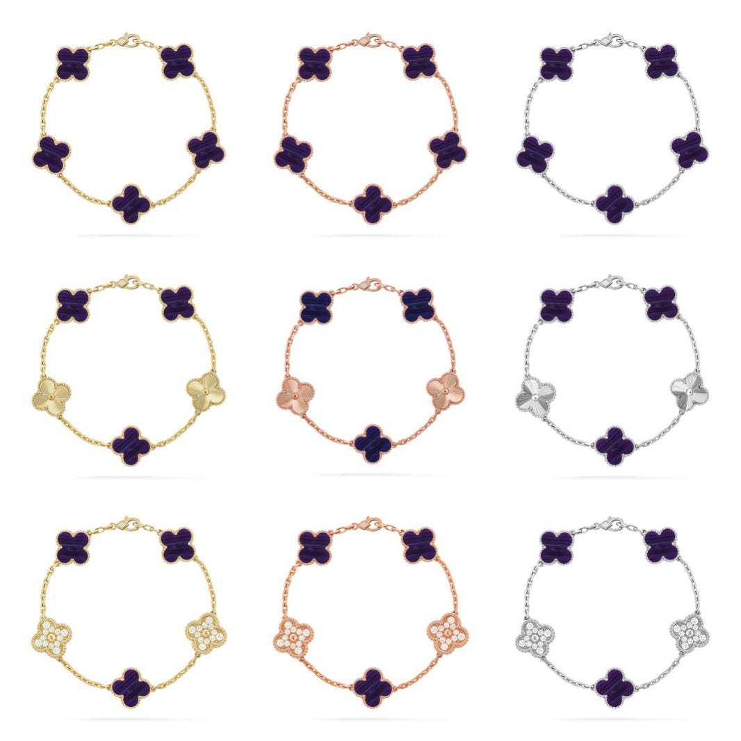 [Super Jewellery]CLOVER 5 MOTIF PURPLE STRIPES BRACELET COLLECTION