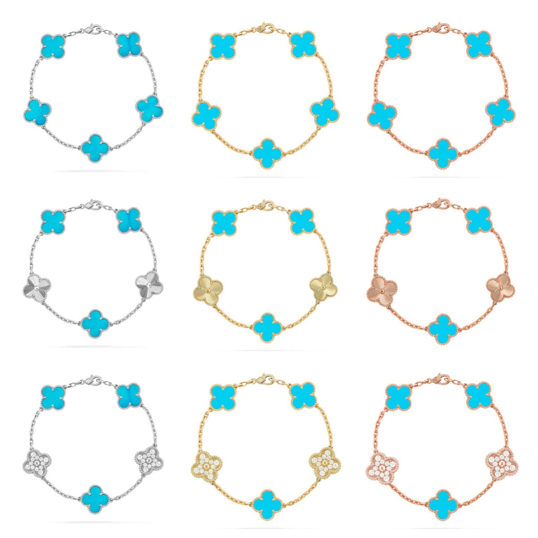 [Super Jewellery] CLOVER 5 MOTIF TURQUOISE BRACELET COLLECTION