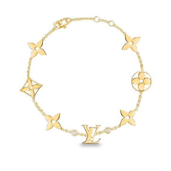 [Super Jewellery]STAR AND SUN 7 MOTIFS GOLD BRACELET