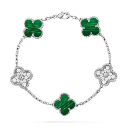 [Super Jewellery] CLOVER 5 MOTIF MALACHITE BRACELET COLLECTION