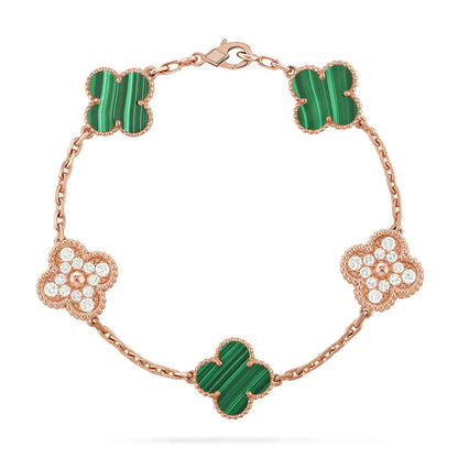 [Super Jewellery] CLOVER 5 MOTIF MALACHITE BRACELET COLLECTION