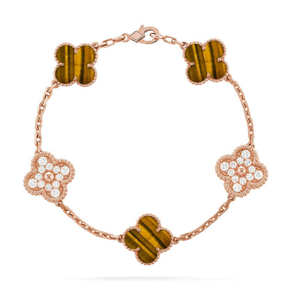 [Super Jewellery] CLOVER 5 MOTIFS TIGER EYE BRACELET COLLECTION