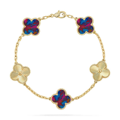 [Super Jewellery]CLOVER 5 MOTIF COLOR GEMSTONES BRACELET COLLECTION