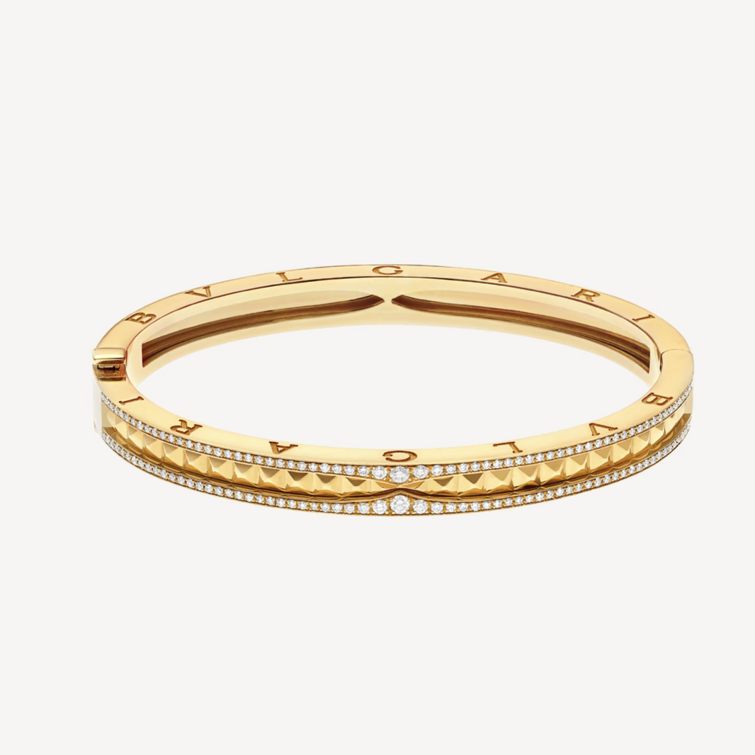 [Super]ZERO 1 SPIRAL AND PAVED DIAMOND GOLD BRACELET
