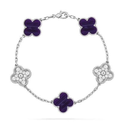 [Super Jewellery]CLOVER 5 MOTIF PURPLE STRIPES BRACELET COLLECTION