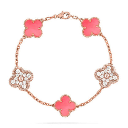 [Super Jewellery] CLOVER 5 MOTIFS  PINK MOP BRACELET COLLECTION