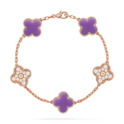[Super Jewellery]CLOVER 5 MOTIF LIGHT PURPLE BRACELET COLLECTION