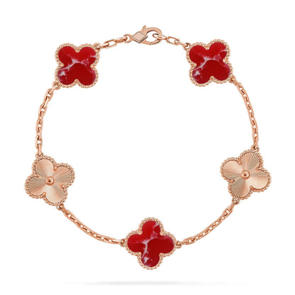[Super Jewellery]CLOVER 5 MOTIF RED PATTERN BRACELET COLLECTION