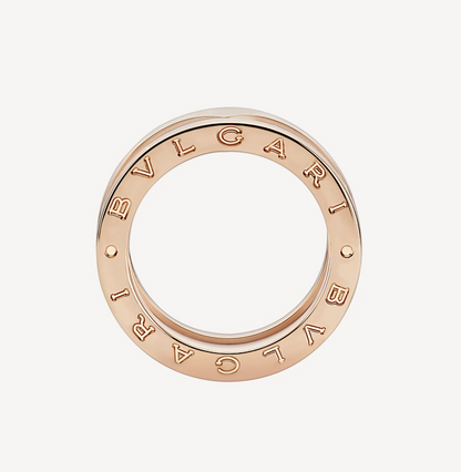 [Super]ZERO 1 TWO-BAND LOOPS AND WHITE CERAMIC SPIRAL PINK GOLD RING