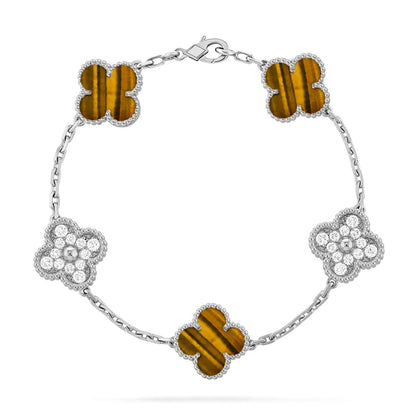 [Super Jewellery] CLOVER 5 MOTIFS TIGER EYE BRACELET COLLECTION