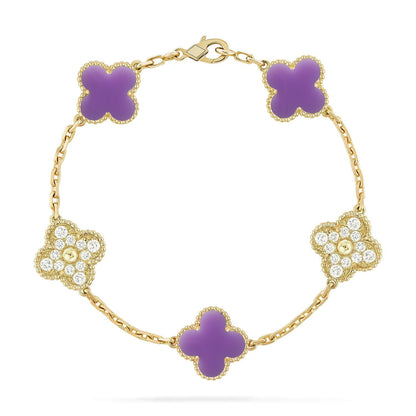 [Super Jewellery]CLOVER 5 MOTIF LIGHT PURPLE BRACELET COLLECTION