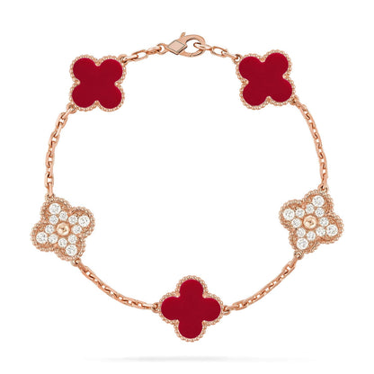 [Super Jewellery] CLOVER 5 MOTIF RED CORNELIAN BRACELET COLLECTION