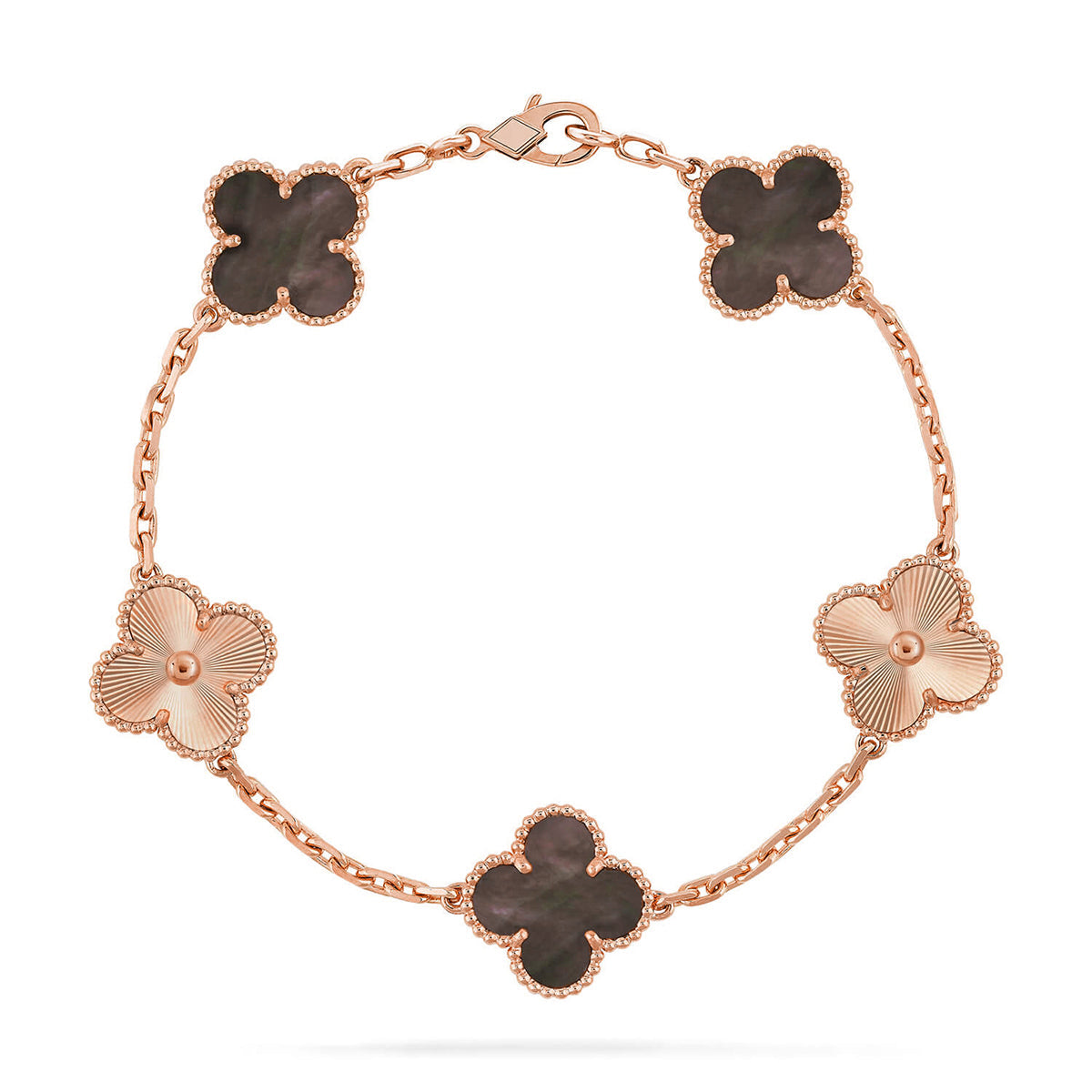[Super CiCi ] CLOVER 5 MOTIF ARMBAND KOLLEKTION GRAUES PERLMUTT
