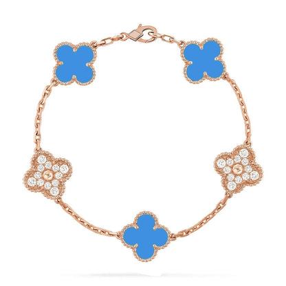 [Super Jewellery] CLOVER 5 MOTIF BLUE AGATE BRACELET COLLECTION