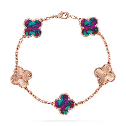 [Super Jewellery]CLOVER 5 MOTIF COLOR GEMSTONES BRACELET COLLECTION