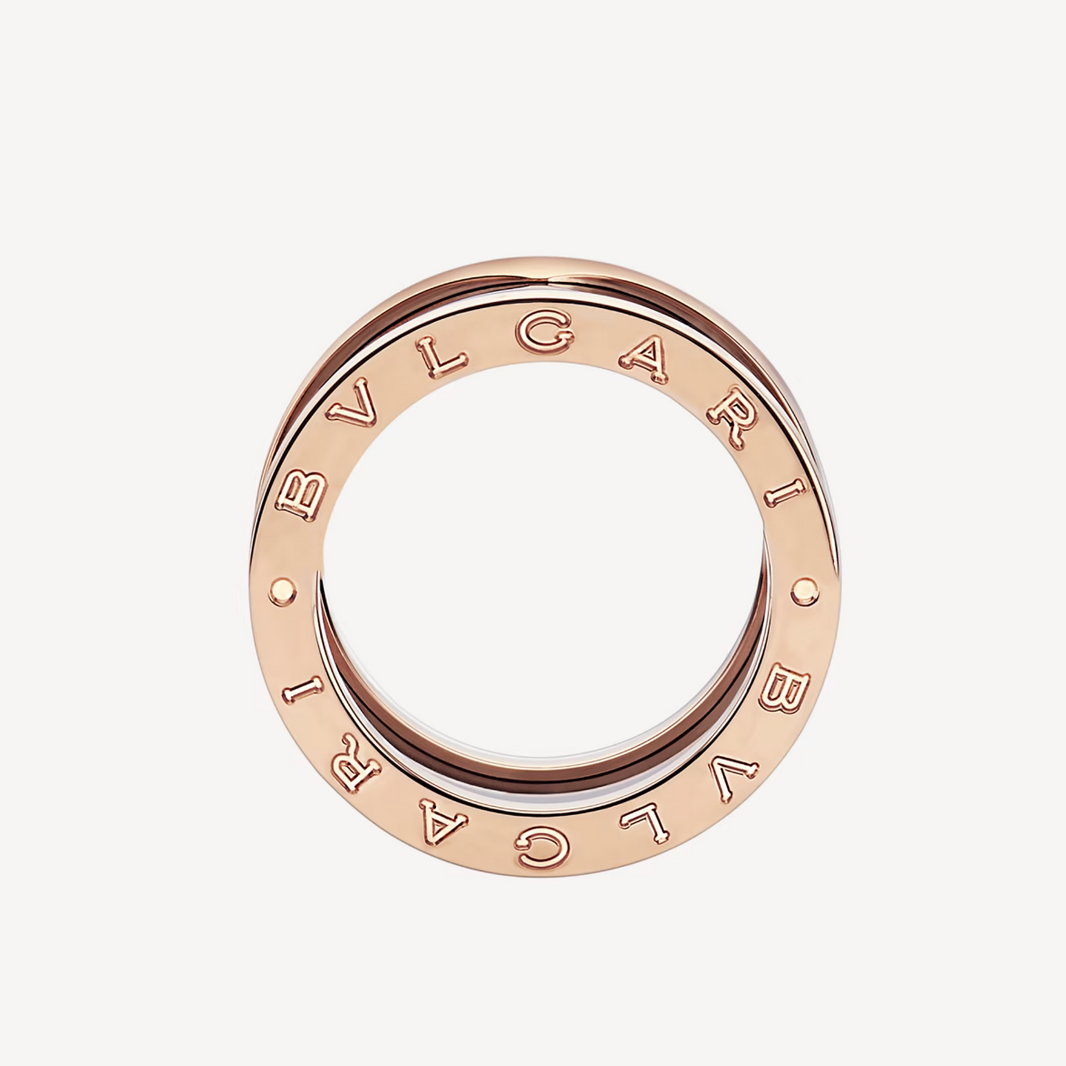[Super]ZERO 1 FOUR-BAND LOOPS AND BLACK CERAMIC SPIRAL PINK GOLD RING