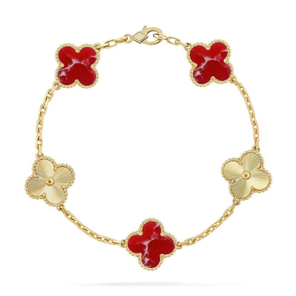 [Super Jewellery]CLOVER 5 MOTIF RED PATTERN BRACELET COLLECTION