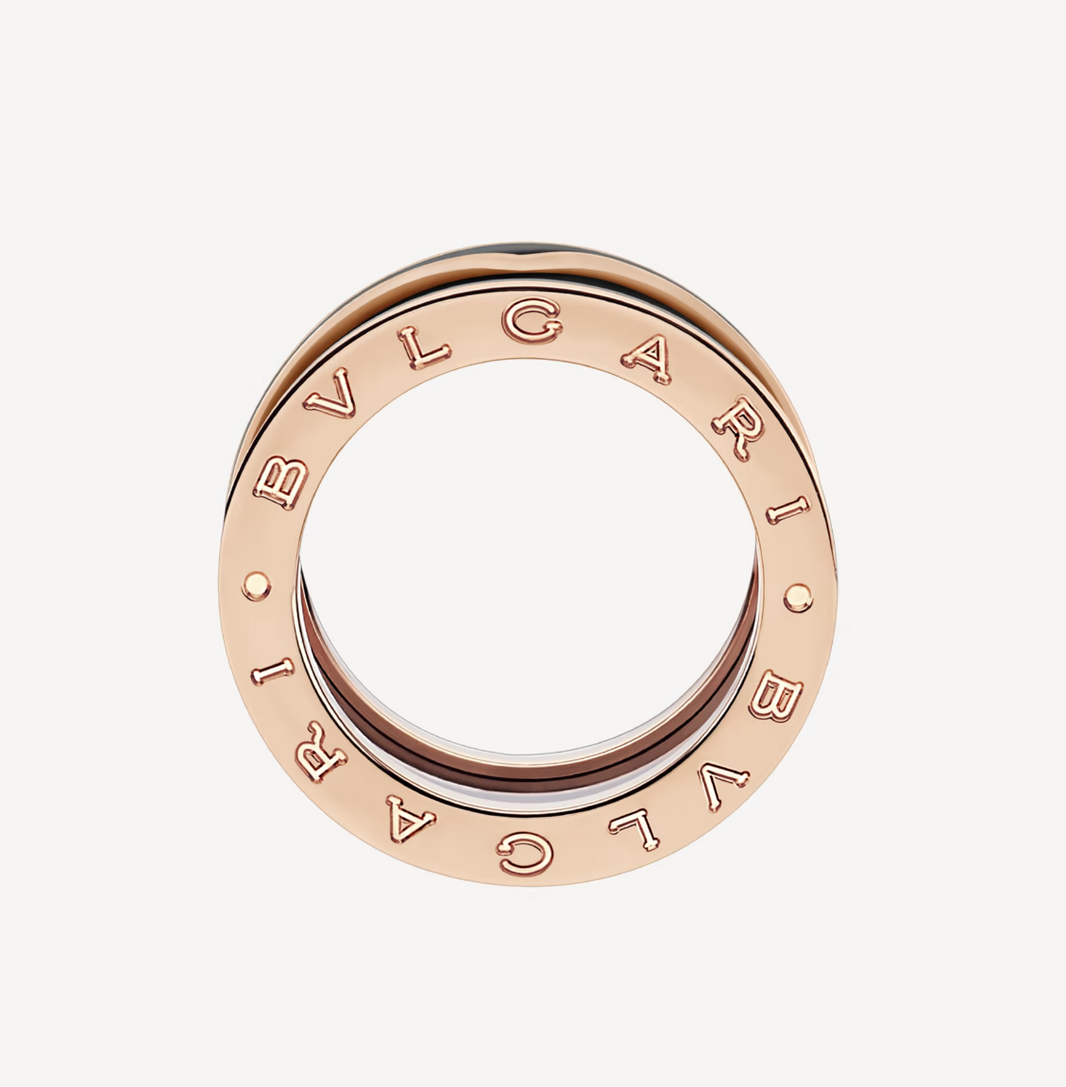 [Super]ZERO 1 TWO-BAND WITH MATTE BLACK CERAMIC PINK GOLD RING