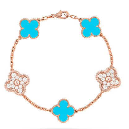 [Super Jewellery] CLOVER 5 MOTIF TURQUOISE BRACELET COLLECTION