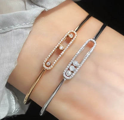[Super Jewellery]Move Pavé Diamond Bangle Bracelet M