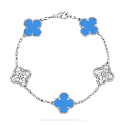 [Super Jewellery] CLOVER 5 MOTIF BLUE AGATE BRACELET COLLECTION