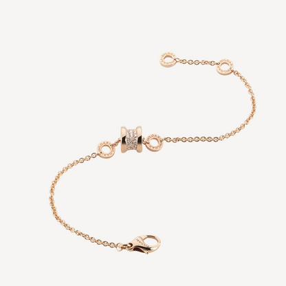 [Super]ZERO 1 SOFT PINK GOLD WITH PAVED DIAMONDS ON THE SPIRAL BRACELET