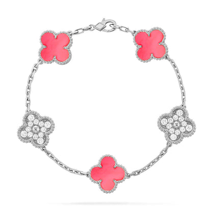 [Super Jewellery] CLOVER 5 MOTIFS  PINK MOP BRACELET COLLECTION