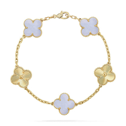 [Super Jewellery] CLOVER 5 MOTIF PURPLE CHALCEDONY BRACELET COLLECTION
