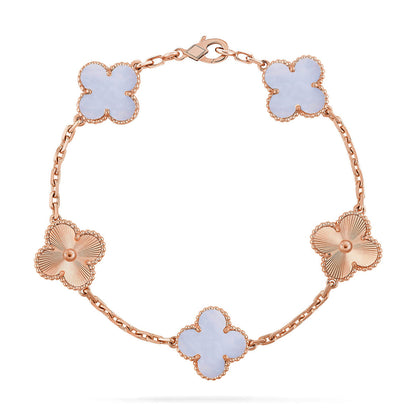 [Super Jewellery] CLOVER 5 MOTIF PURPLE CHALCEDONY BRACELET COLLECTION