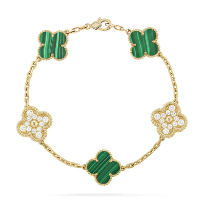 [Super Jewellery] CLOVER 5 MOTIF MALACHITE BRACELET COLLECTION