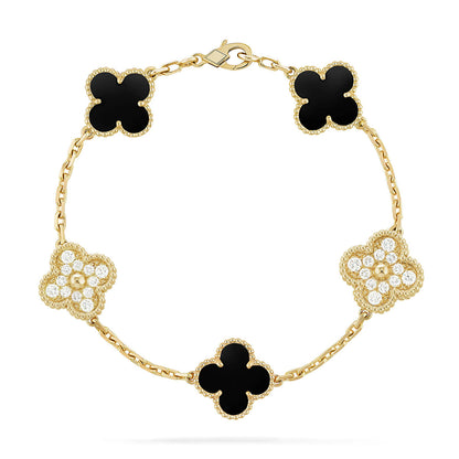 [Super Jewellery] CLOVER 5 MOTIF ONYXS BRACELET COLLECTION