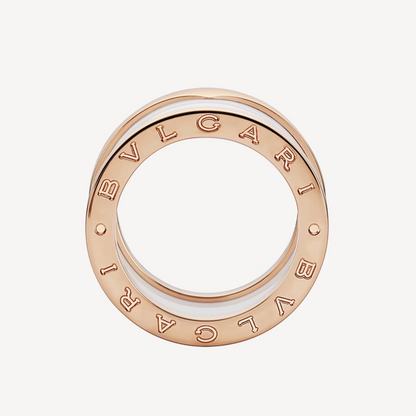 [Super]ZERO 1 FOUR-BAND LOOPS AND WHITE CERAMIC SPIRAL PINK GOLD RING