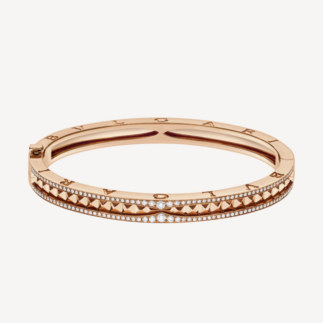 [Super]ZERO 1 SPIRAL AND PAVED DIAMOND PINK GOLD BRACELET