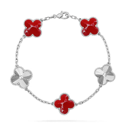 [Super Jewellery]CLOVER 5 MOTIF RED PATTERN BRACELET COLLECTION